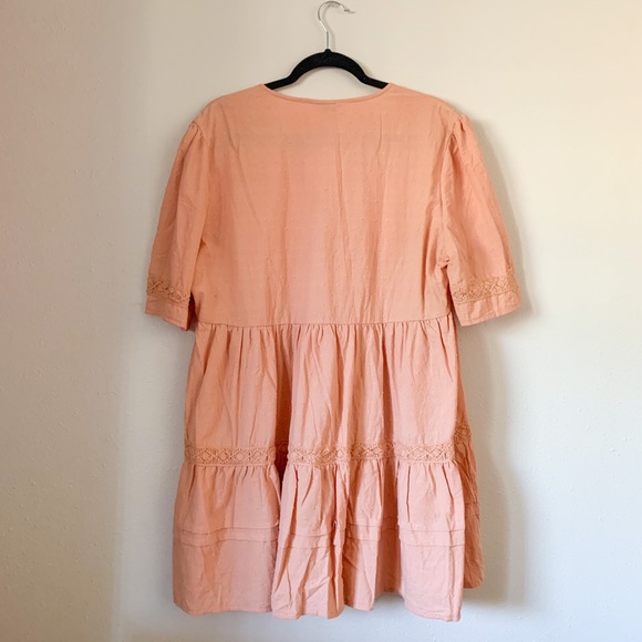 Beautiful Esther and Co. peach detailed tiered dress with V neckline. - Picture 2 of 4